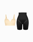 Seamless Wireless Push-Up V-Neck Bra Butt-Lifting Shorts Set