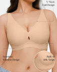 Seamless Wireless Jelly Plunge & Minimizer Support Bra Set