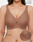Seamless Wireless Jelly Plunge & Minimizer Support Bra Set