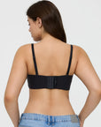 Popilush? black push-up bra, removable straps, back view, seamless support.
