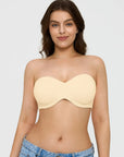 Popilush? strapless push-up bra in beige, ideal for shapewear dresses. Seamless design for support and shaping.