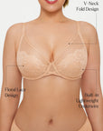 Lightweight Underwire Minimizer Lace Mesh Bra