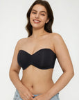 Popilush? black push-up shapewear bra, removable straps for versatile outfits. Built-in support and shaping.