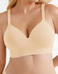 Popilush? Beige / S Seamless Wireless Adjustable Wide-Strap T-Shirt Bra