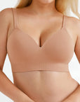 Popilush? Dark Beige / S Seamless Wireless Adjustable Wide-Strap T-Shirt Bra