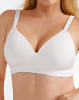 Popilush? White / S Seamless Wireless Adjustable Wide-Strap T-Shirt Bra
