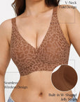 Seamless Wireless Jelly Leopard Support & Push UP Bra Set