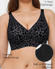 Seamless Wireless Jelly Leopard Support & Push UP Bra Set