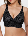 Seamless Wireless Jelly Leopard Support & Push UP Bra Set