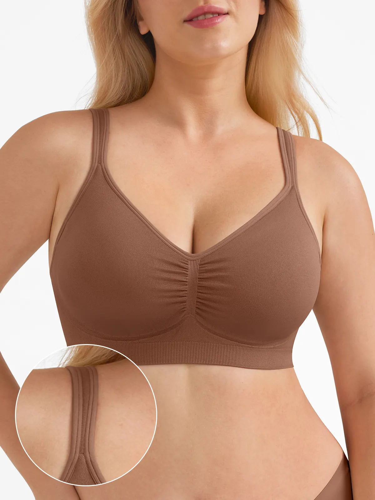 Seamless Wireless Comfortable Wide-Strap Everyday Bra