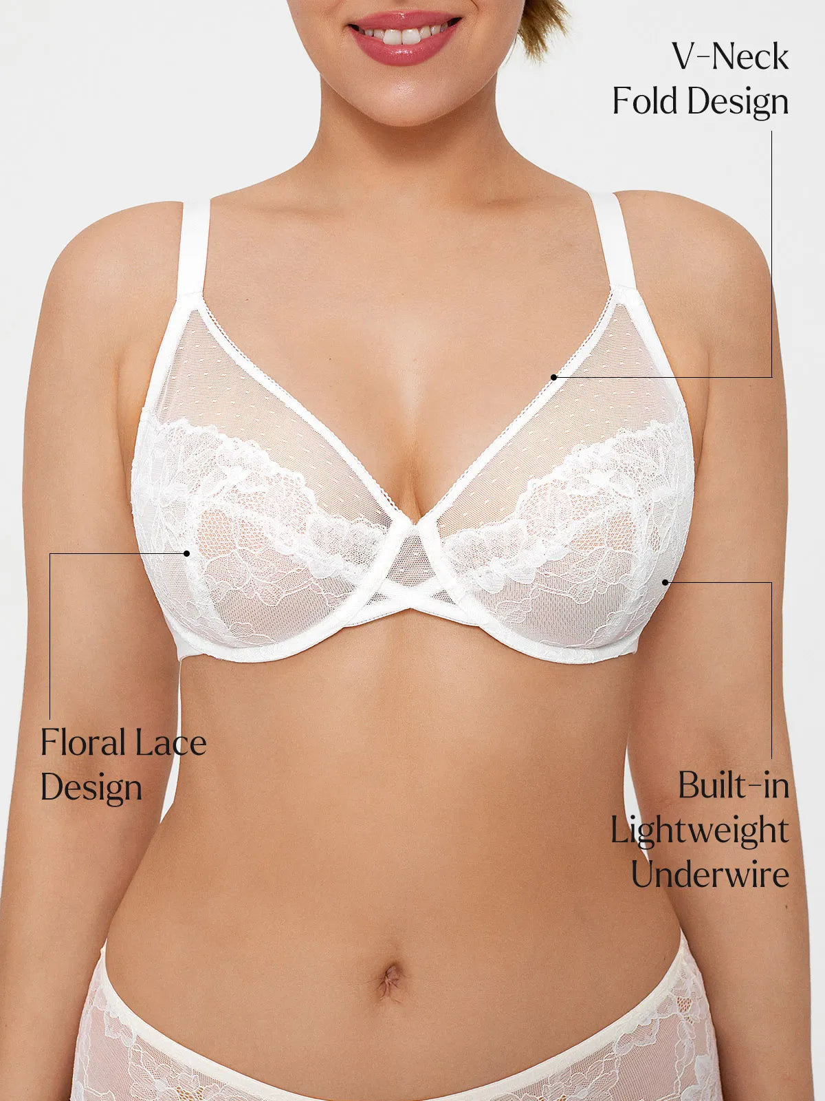 Lightweight Underwire Minimizer Lace Mesh Bra