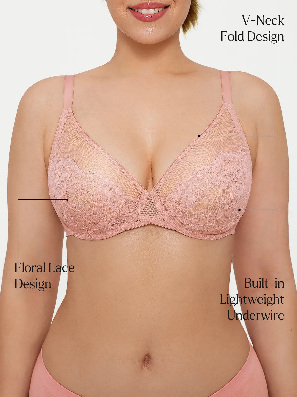 Lightweight Underwire Minimizer Lace Mesh Bra