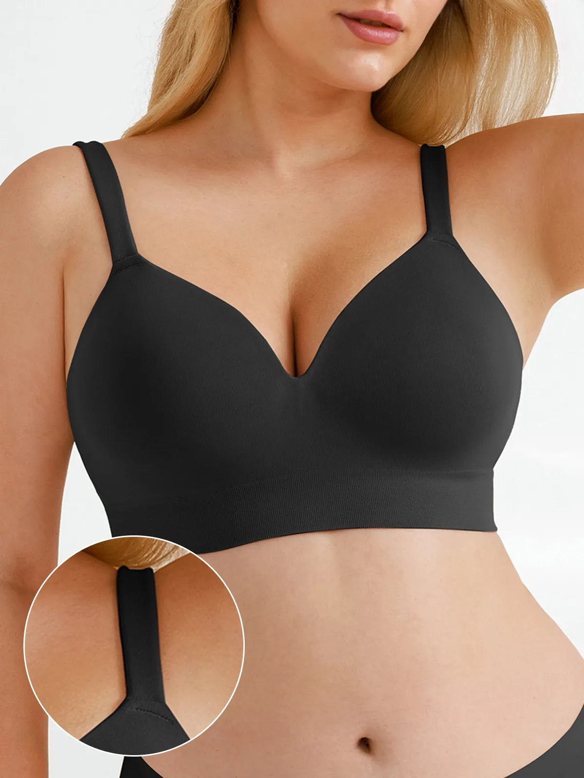 Seamless Wireless Comfortable Adjustable Wide-Strap T-Shirt Bra