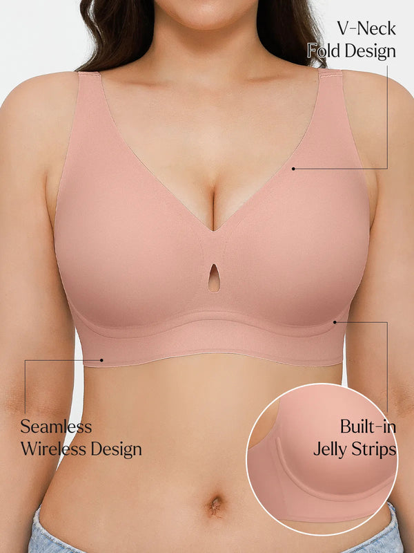 Seamless Wireless Jelly Plunge &amp; Minimizer Support Bra Set
