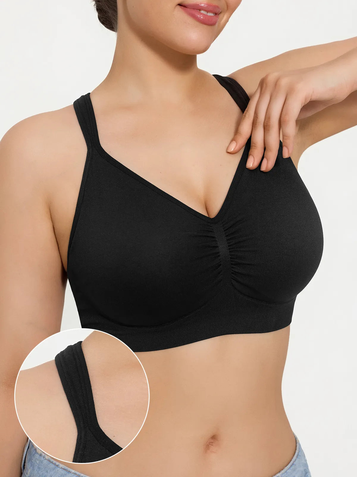 Seamless Wireless Comfortable Wide-Strap Everyday Bra