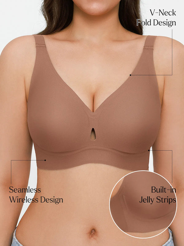 Seamless Wireless Jelly Plunge &amp; Minimizer Support Bra Set