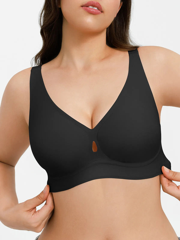 Seamless Wireless Jelly Plunge &amp; Minimizer Support Bra Set
