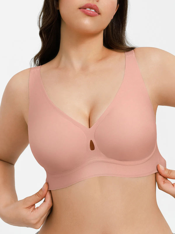 Seamless Wireless Jelly Plunge &amp; Minimizer Support Bra Set
