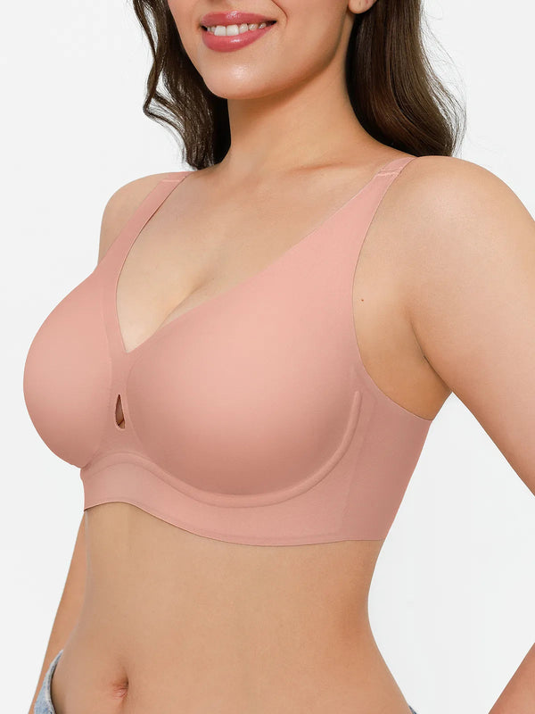 Seamless Wireless Jelly Plunge &amp; Minimizer Support Bra Set