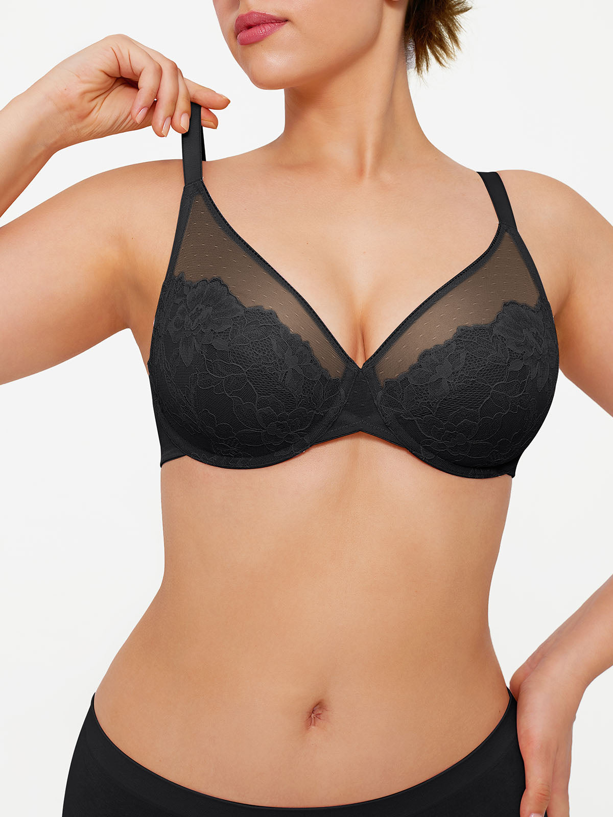 Lightweight Underwire Minimizer Lace Mesh Bra