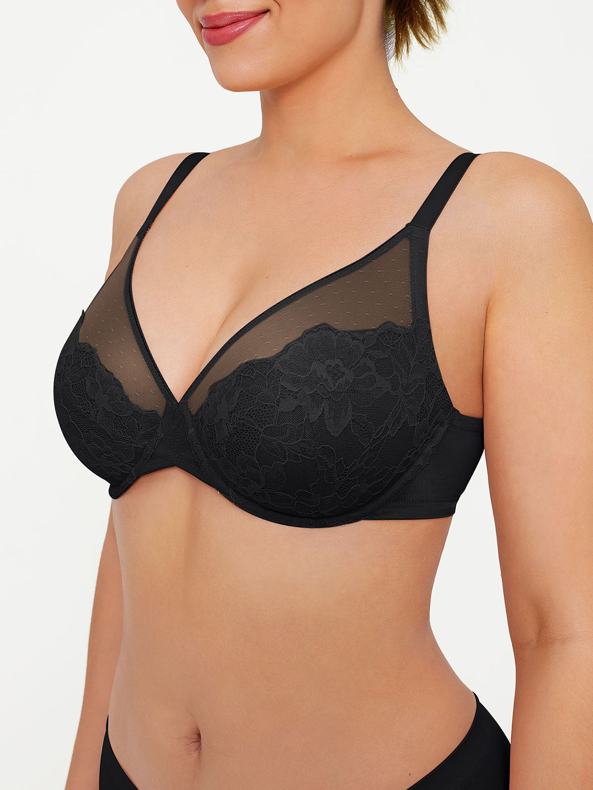 Lightweight Underwire Minimizer Lace Mesh Bra
