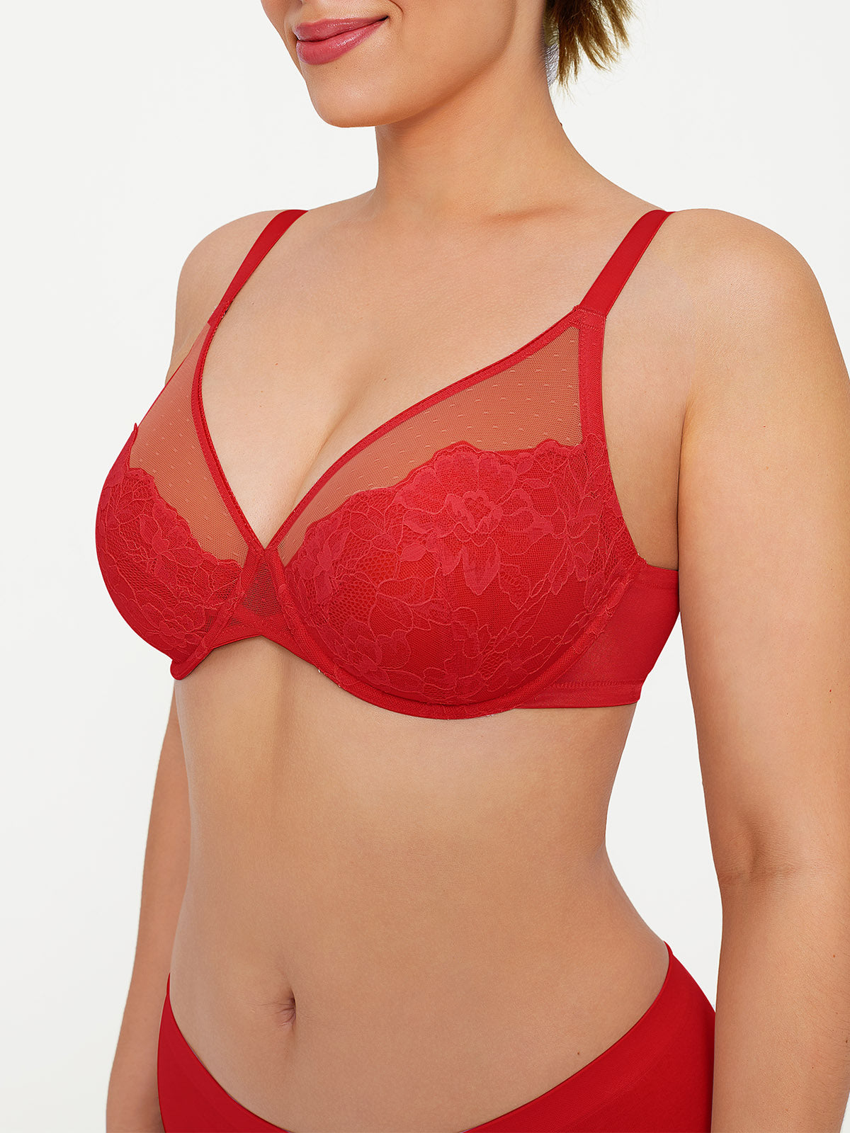 Lightweight Underwire Minimizer Lace Mesh Bra