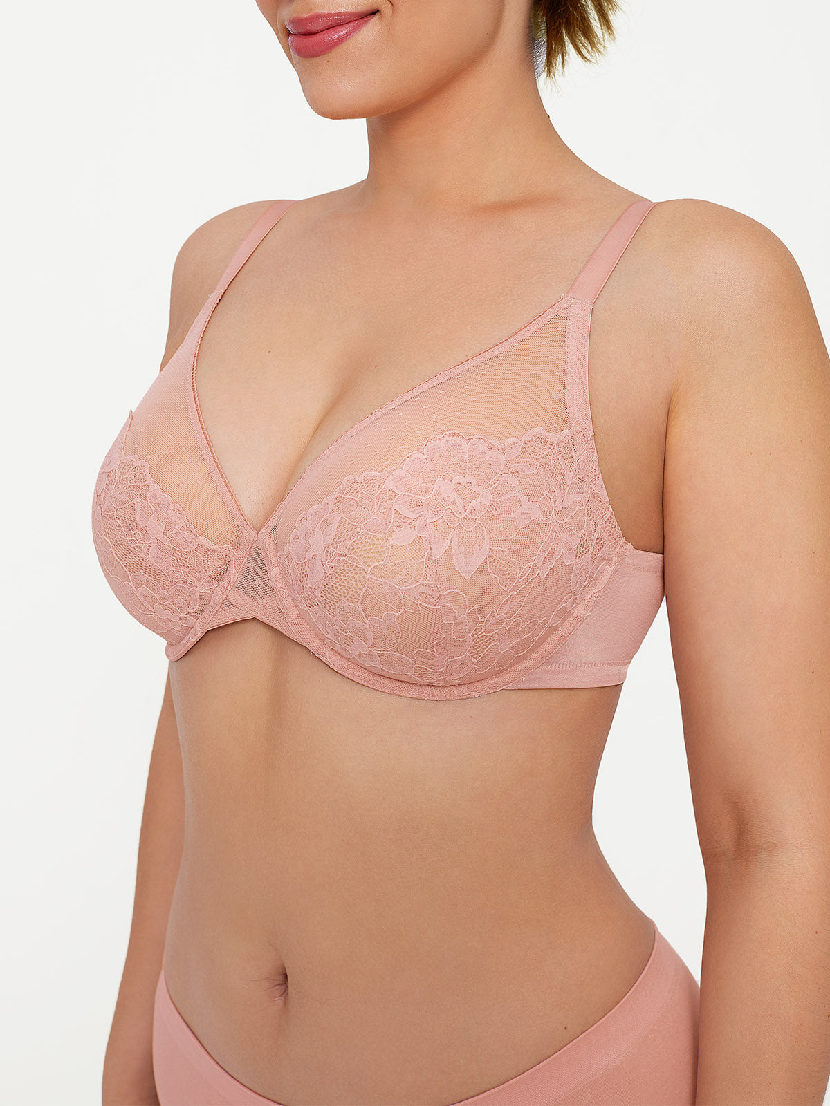 Lightweight Underwire Minimizer Lace Mesh Bra