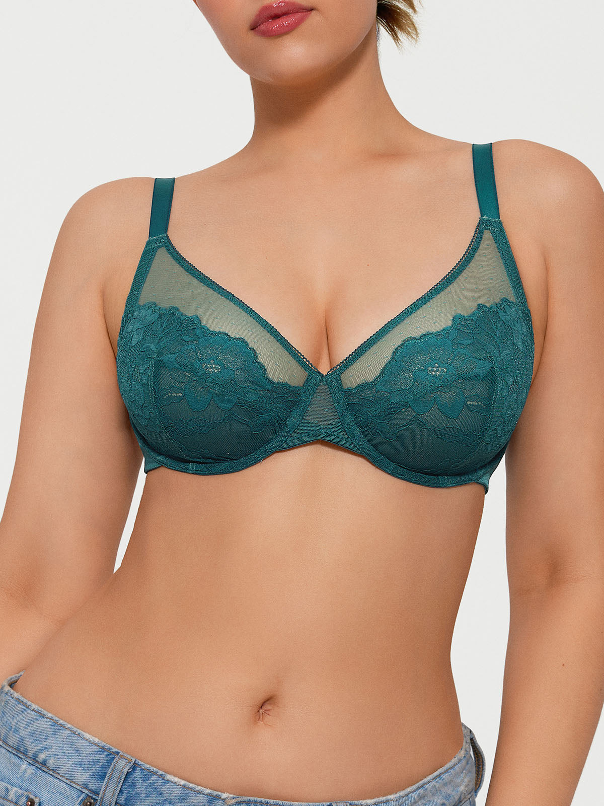 Lightweight Underwire Minimizer Lace Mesh Bra