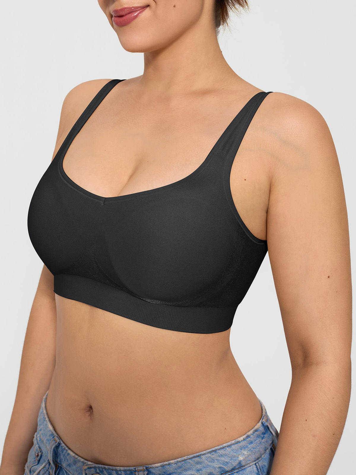 Seamless Adjustable Comfortable Wide-Strap Underwire-Free Smoothing Bra