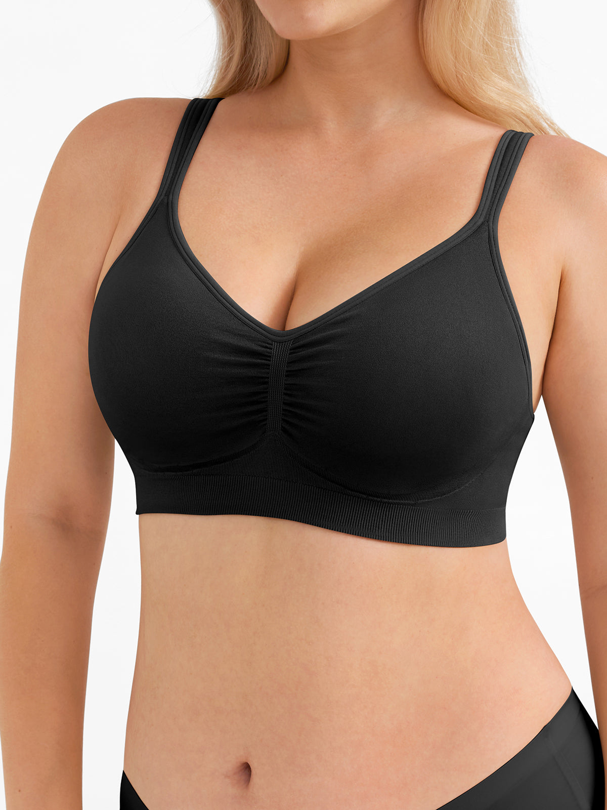 Seamless Wireless Comfortable Wide-Strap Everyday Bra