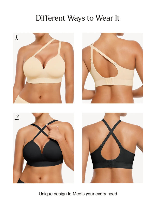 Seamless Wireless Push-Up V-Neck Bra Butt-Lifting Shorts Set