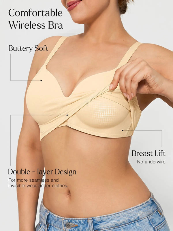Seamless Wireless Push-Up V-Neck Bra Butt-Lifting Shorts Set
