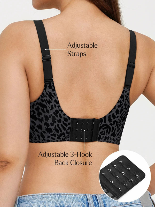 Seamless Wireless Jelly Leopard Support &amp; Push UP Bra Set