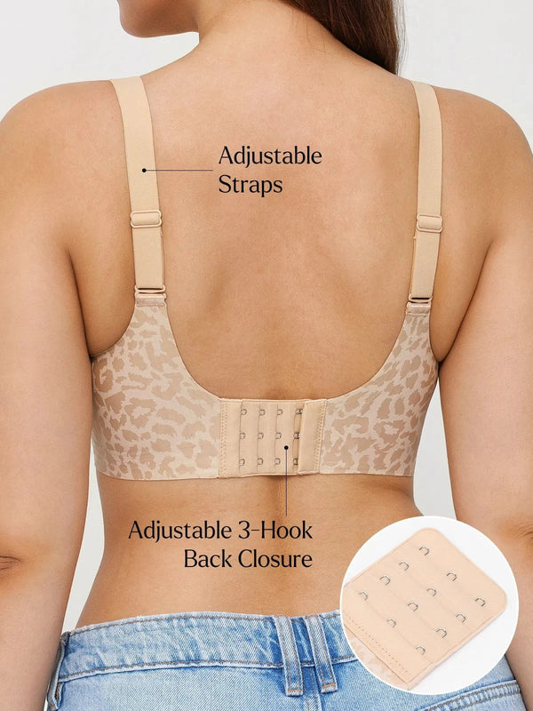 Seamless Wireless Jelly Leopard Support &amp; Push UP Bra Set