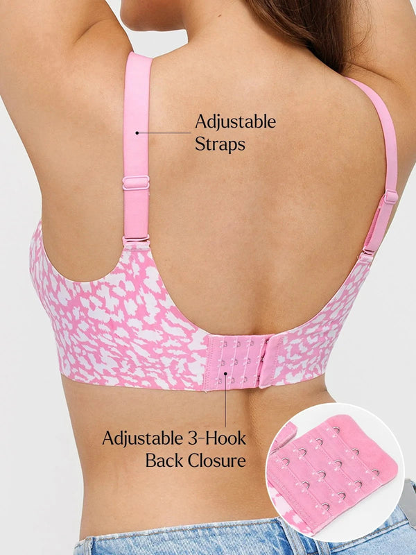 Seamless Wireless Jelly Leopard Support &amp; Push UP Bra Set